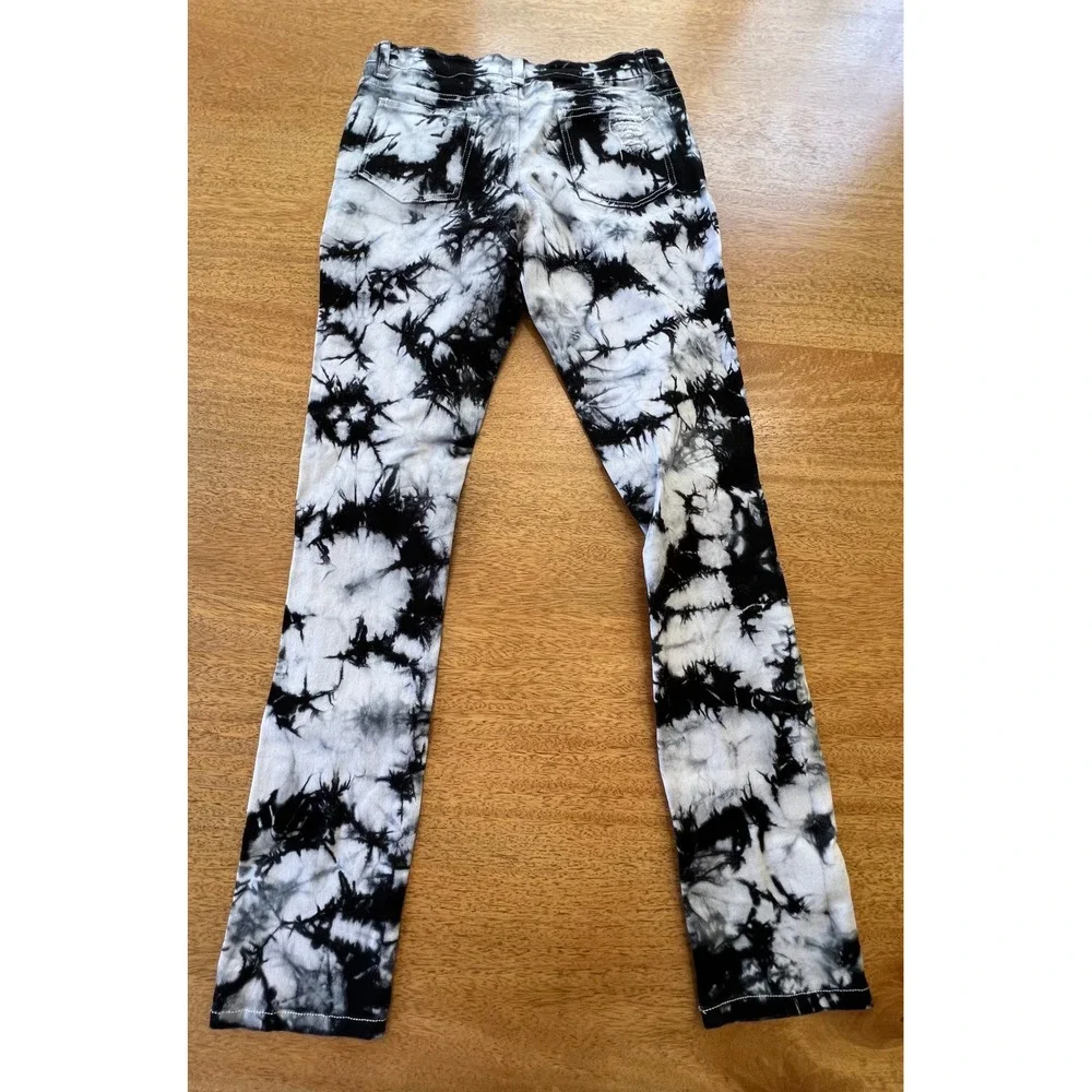 Imperial Premium Womens Tie Dye Skinny Jeans Black White‎ Distressed Size 7